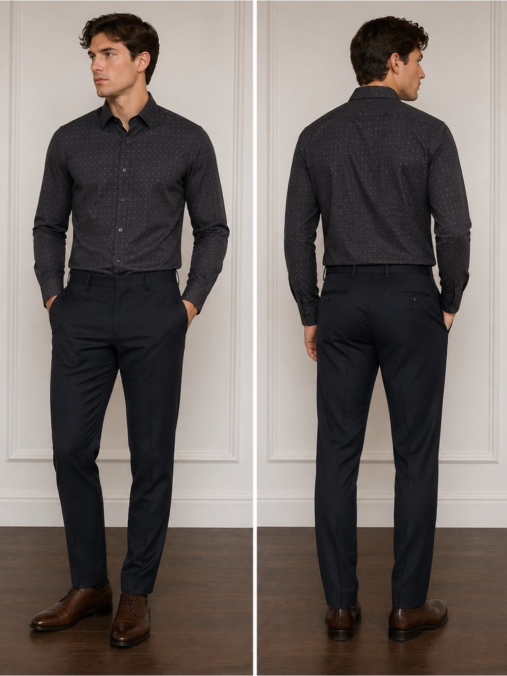 NWOT Sophisticated Black Patterned Men's Button Down Shirt